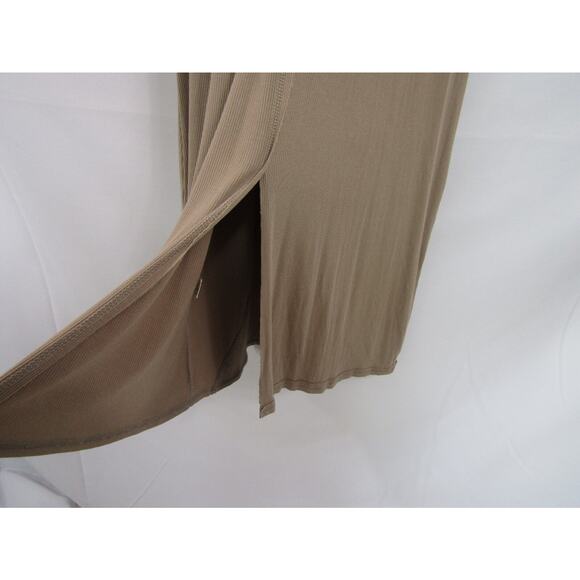 Leela & Lavendar Rayon Dress Ribbed Knit Midi sz S Neutral Raw Seam Minimalist - Picture 5 of 8